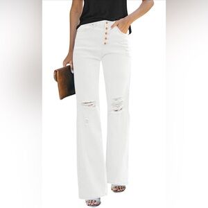 Women's White Distressed Jeans